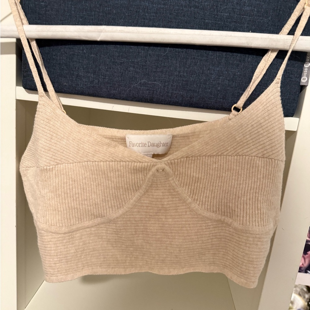Favorite Daughter Cream Ribbed Cropped Camisole